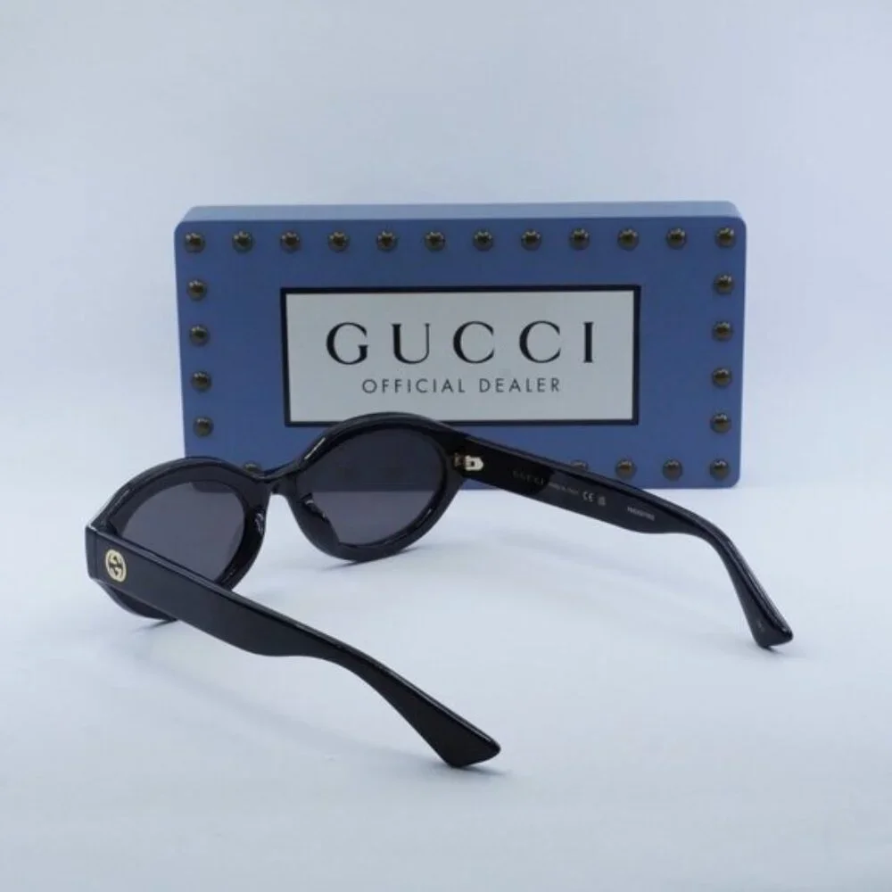 Gucci GG1579S 001 Oval Sunglasses - Black\Grey